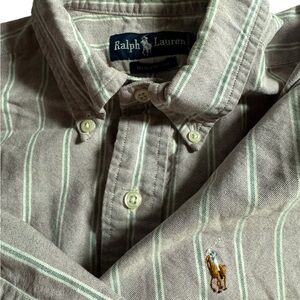 Ralph Lauren men’s long sleeve button down shirt sz 16/33,‎ purple/ gray stripes